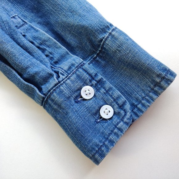 Levi's Denim Chambray Shirt Tencel Ruffle Collar - Picture 6 of 8